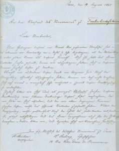 Dankschreiben des Deutschen Turnvereins Paris, 1865