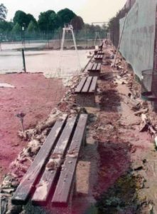 Tennisplätze nach der Überschwemmung, Juni 1984